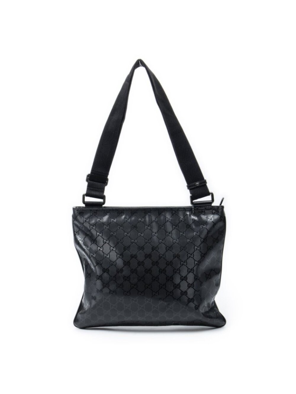 Gucci Large Square Zip Messenger Black Guccissima Imprint Canvas - Picture 5 of 10